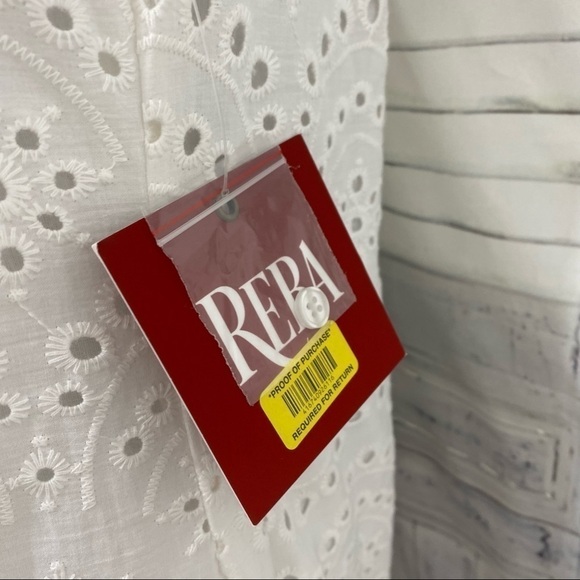 Reba Large Embroidered Dress Pullover Fringe Eyelet Solid White Sleeveless Midi - Picture 11 of 14